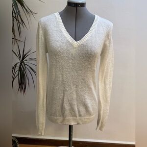 Brandy Melville Brianna Oversized White Mohair Sheer Knit V-Neck Sweater